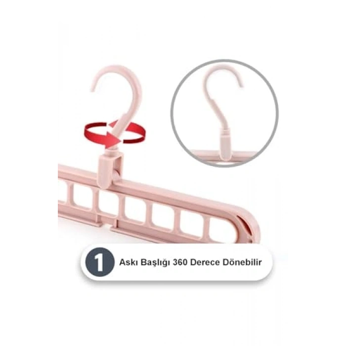 Akıllı Sihirli Elbise Askısı - 9 Gözlü 5 Adet Set