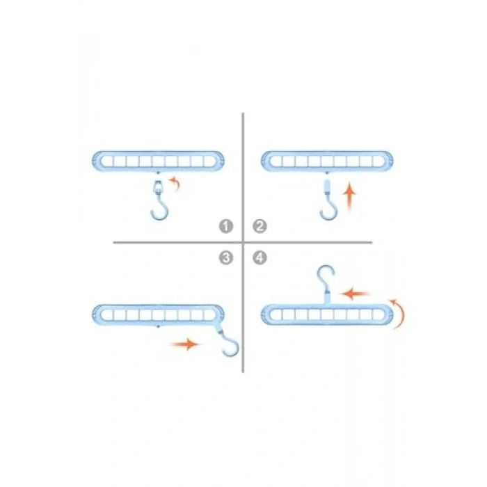 Akıllı Sihirli Elbise Askısı - 9 Gözlü 5 Adet Set