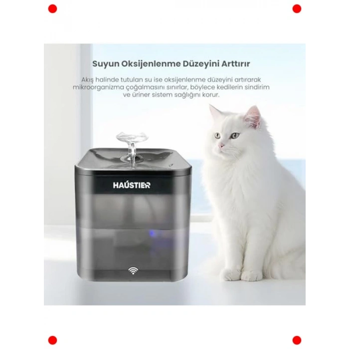 Akıllı UV Filtreli Evcil Hayvan Su Sebili (Siyah)