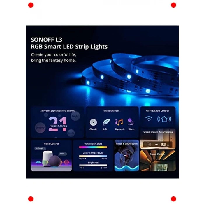 Akıllı WiFi RGB Led Şerit Işıklar - 5m Ses Kontrollü