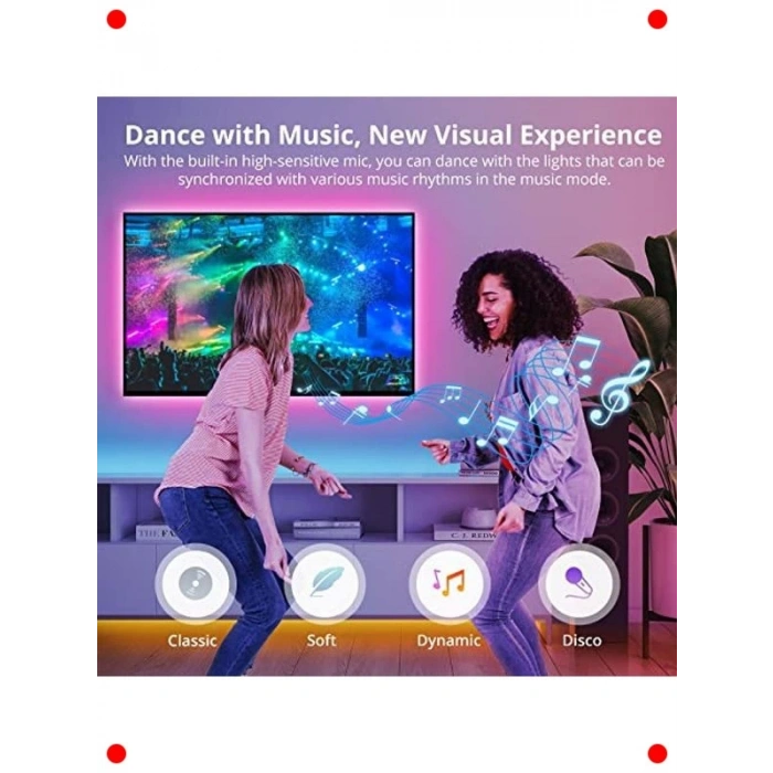 Akıllı WiFi RGB Led Şerit Işıklar - 5m Ses Kontrollü