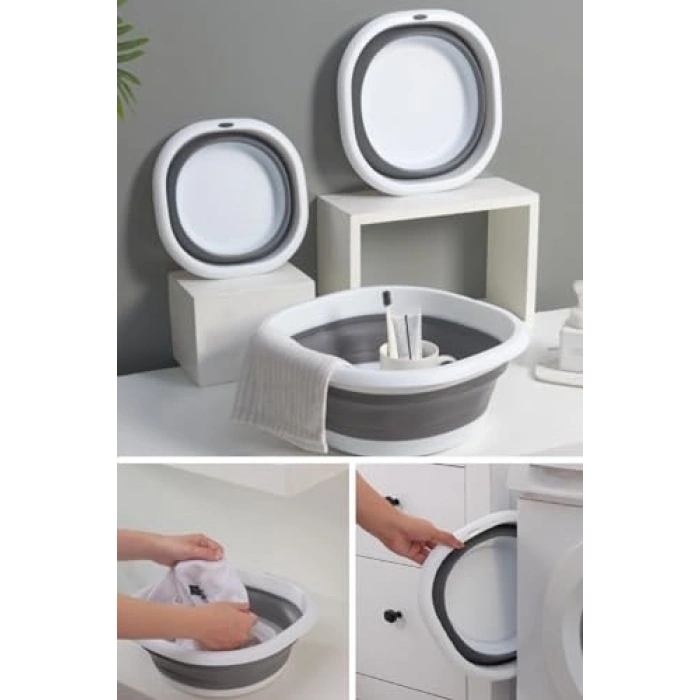 Akordiyon Katlanır Silikon Leğen, 10-5-2,7 Litre Kapasite