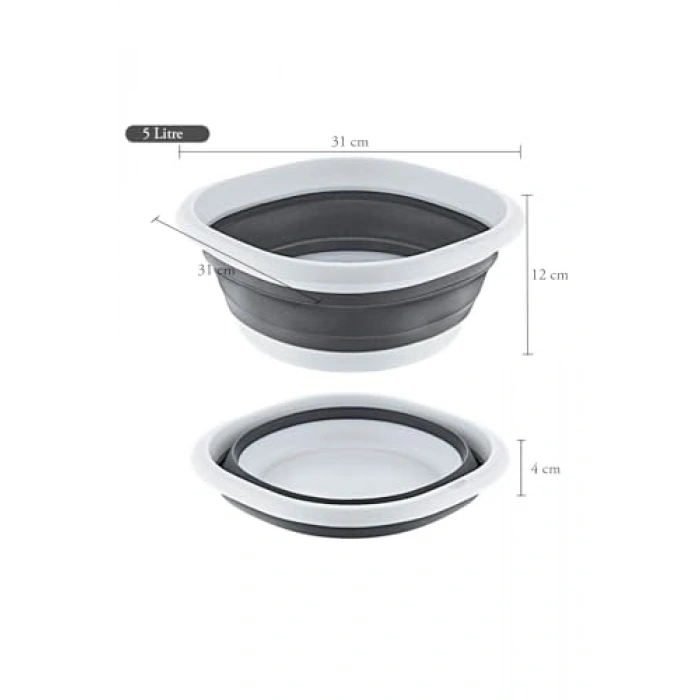 Akordiyon Katlanır Silikon Leğen, 10-5-2,7 Litre Kapasite