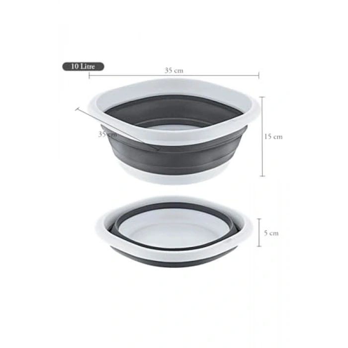 Akordiyon Katlanır Silikon Leğen, 10-5-2,7 Litre Kapasite