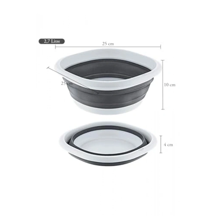 Akordiyon Katlanır Silikon Leğen, 10-5-2,7 Litre Kapasite