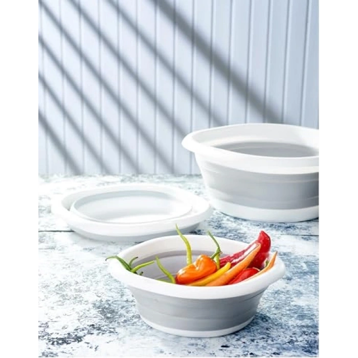 Akordiyon Katlanır Silikon Leğen, 10-5-2,7 Litre Kapasite