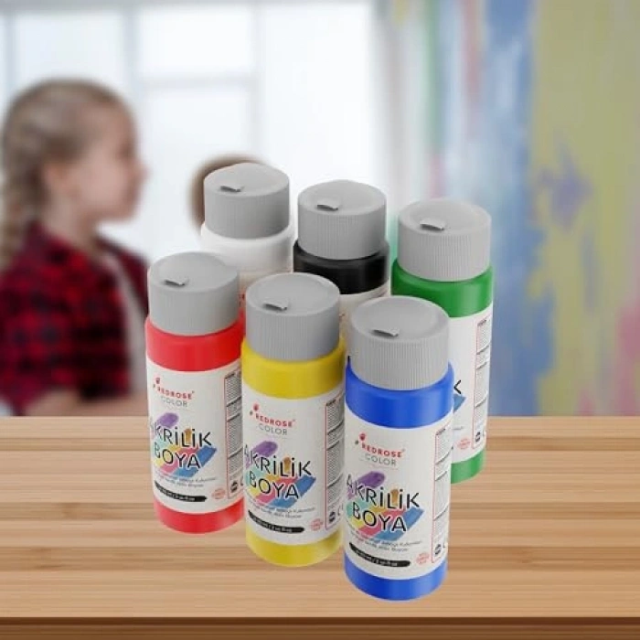 Akrilik 6lı Set, 6x60ml Boya, Ana Renkler