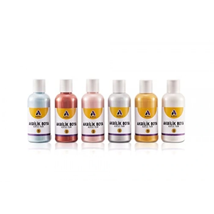 Akrilik Boya Seti, 60 ml x 6 Metalik Renkler