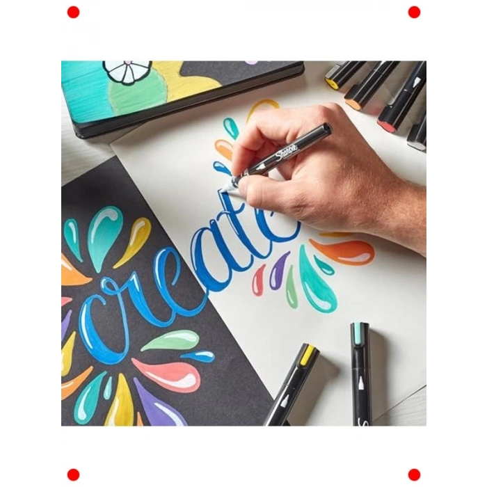 Akrilik Sanat Markörü - Fırça Uç - Siyah