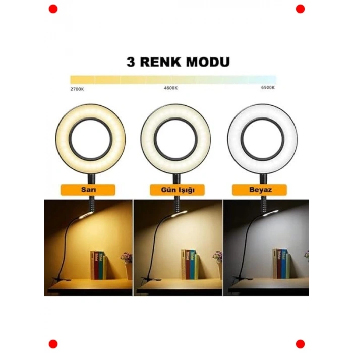 Akrobat Klipsli Masa Lambası LED Göz Koruyucu 3 Mod