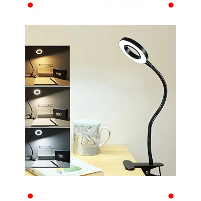 Akrobat Klipsli Masa Lambası LED Göz Koruyucu 3 Mod