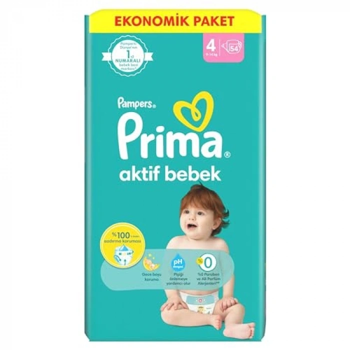 Aktif bebek bezi, 4 beden, 54 adet, konforlu tasarım