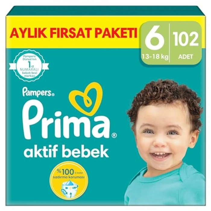 Aktif Bebek Bezi, 6 Numara 102 Adet Aylık Paket