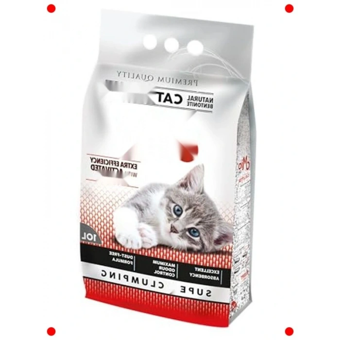 Aktif Karbonlu Topaklanan Kedi Kumu Bentonit 10 Lt