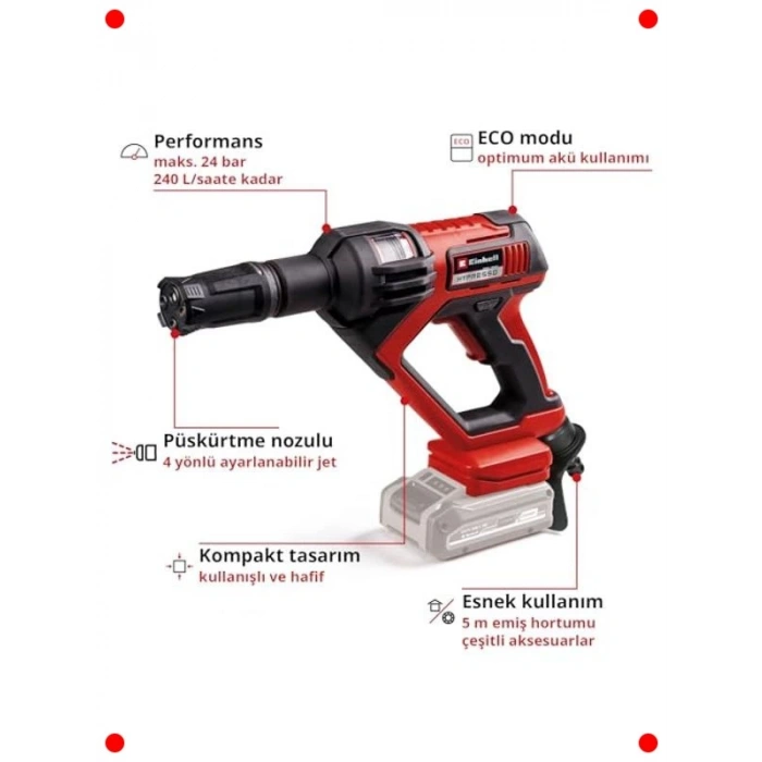 Akülü Basınçlı Yıkama ve Sulama Tabancası - 24 Bar