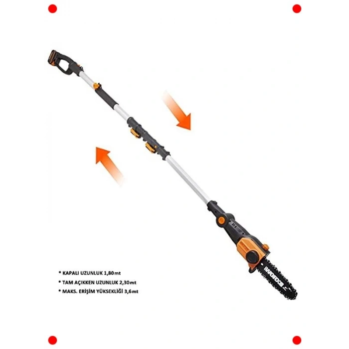 Akülü Teleskobik Dal Budama Testeresi - 20V Li-ion