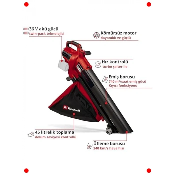 Akülü Yaprak Toplama ve Üfleme Makinesi 36V