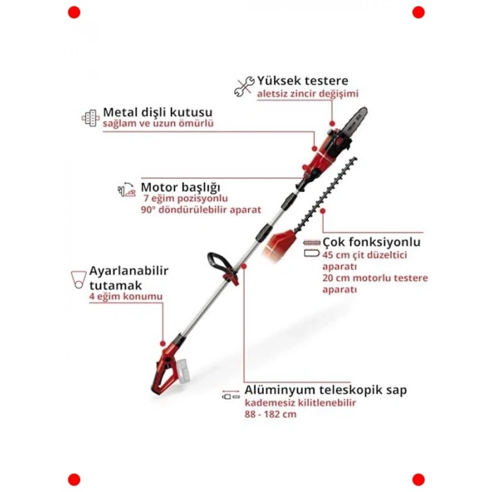 Akülü Yüksek Dal & Çit Budama Makinesi 7 Kademe