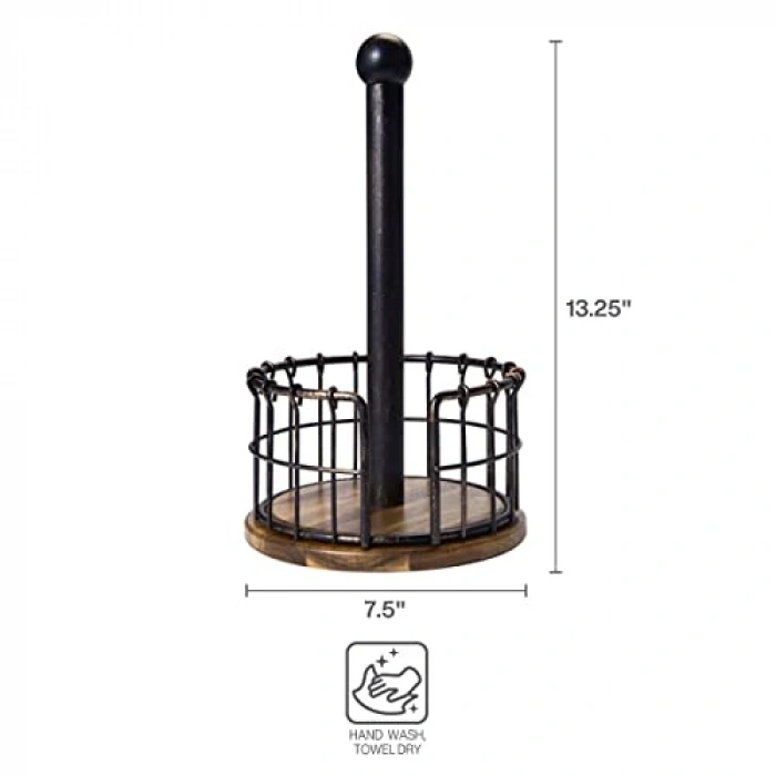 Alaşımlı Çelik Kağıt Havlu Tutucu, Siyah Stantlı
