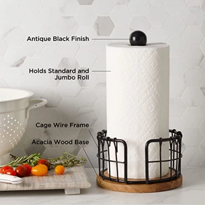 Alaşımlı Çelik Kağıt Havlu Tutucu, Siyah Stantlı