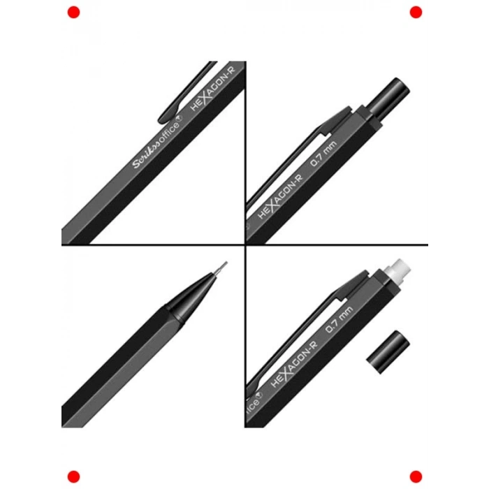 Altıgen Siyah Mekanik Kurşun Kalem - 0.7mm