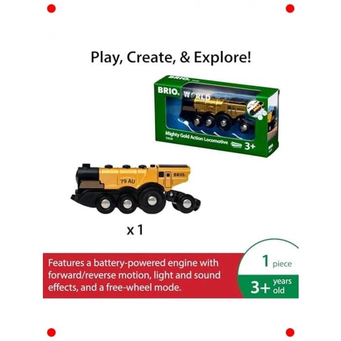 Altın Renk Ahşap Oyuncak Lokomotif