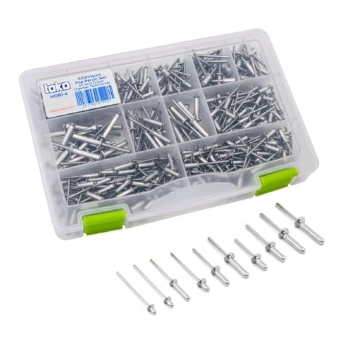 Alüminyum Pop Perçin Seti, 411 Parça ve 13 Çeşit