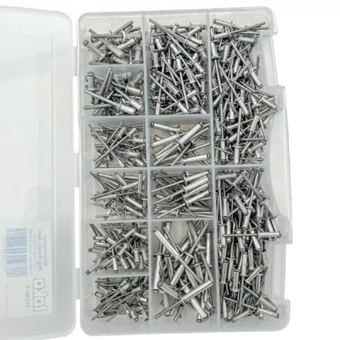 Alüminyum Pop Perçin Seti, 411 Parça ve 13 Çeşit