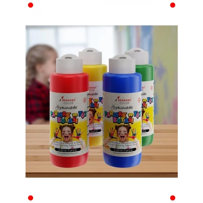 Ana Renkler Parmak Boyası Seti 4x120 ml - Çocuk Sanat
