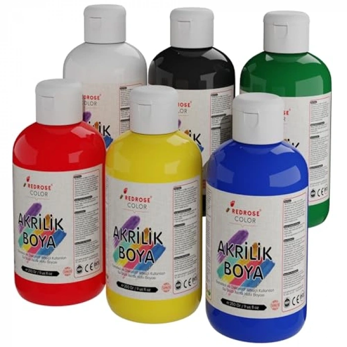Ana Renklerde 6lı Akrilik Set, 250gr Her Renkte