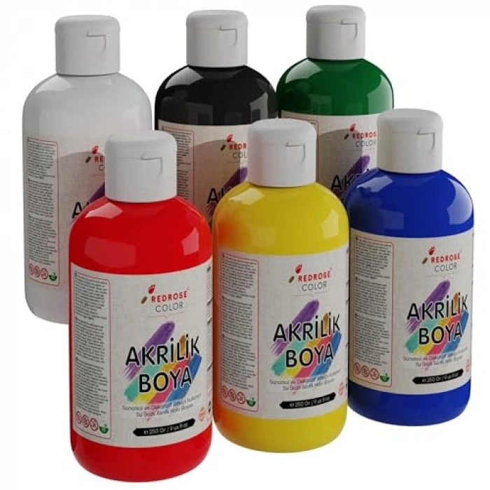 Ana Renklerde 6lı Akrilik Set, 250gr Her Renkte