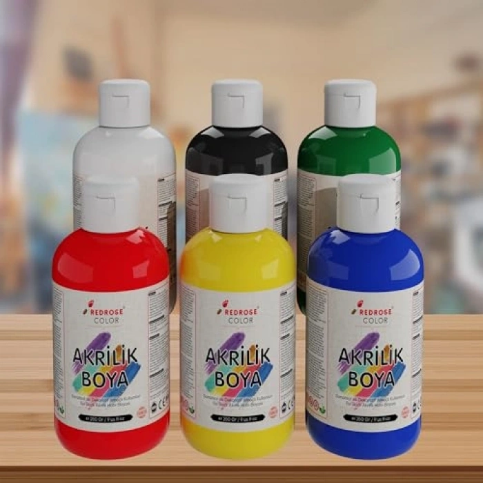 Ana Renklerde 6lı Akrilik Set, 250gr Her Renkte