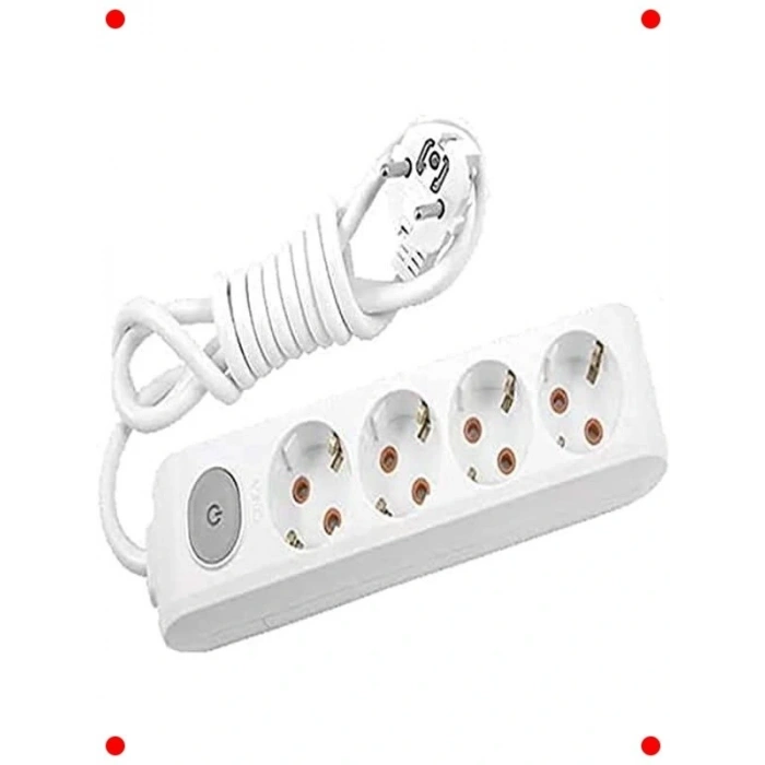 Anahtarlı 4lü Topraklı Priz (5 Metre)