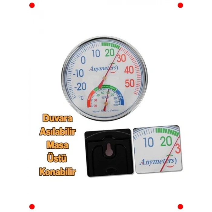 Analog Isı ve Nem Ölçer - Pilsiz, Mekanik