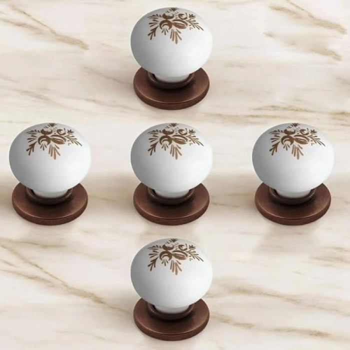 Antik Bakır Düğme Kulp Seti, 5 Adet, Mutfak Kullanımı