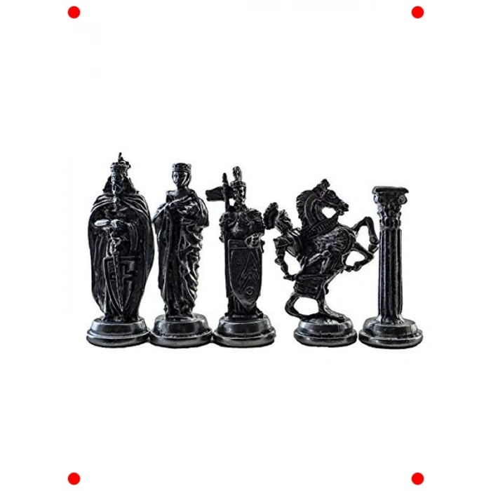 Antik Bakır Satranç Seti - Masif Ahşap Sandıklı Tahta