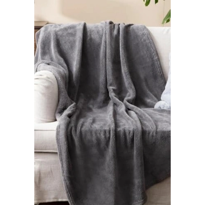 Antrasit Peluş Çift Kişilik Battaniye, Polar Yapı