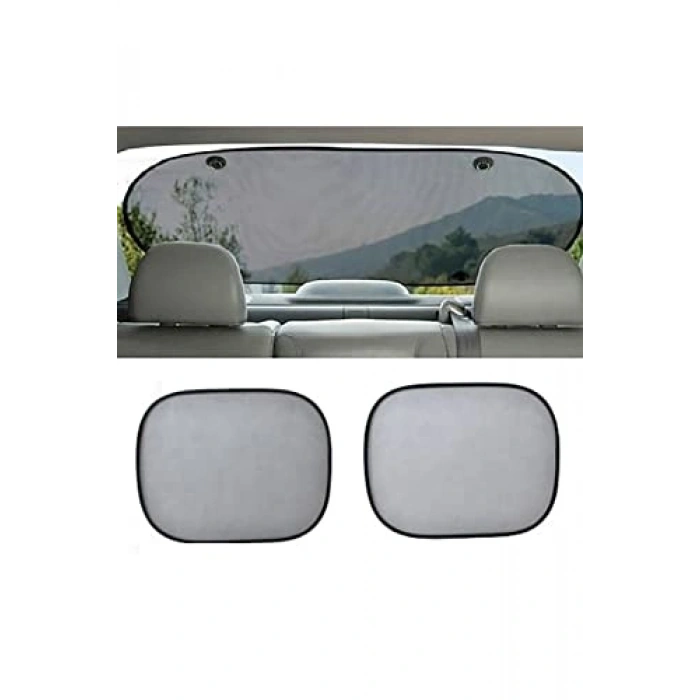 Araç Güneşlik Perde Seti, 3 Parça Vantuzlu Tasarım