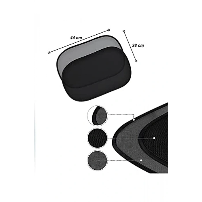 Araç Güneşlik Perde Seti, 3 Parça Vantuzlu Tasarım