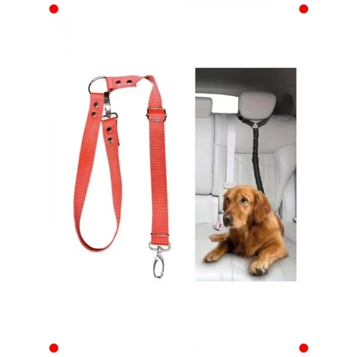 Araç İçi Köpek Emniyet Tasması (Ayarlanabilir, Kırmızı)
