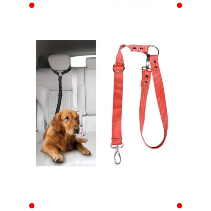Araç İçi Köpek Emniyet Tasması (Ayarlanabilir, Kırmızı)