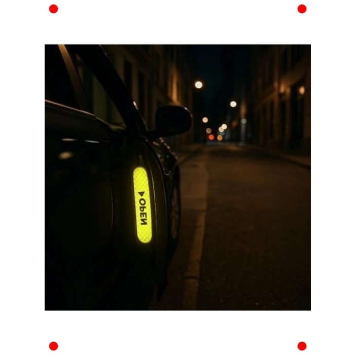 Araç Kapısı Reflektif Uyarı Etiketi Sarı Neon (4 Adet)