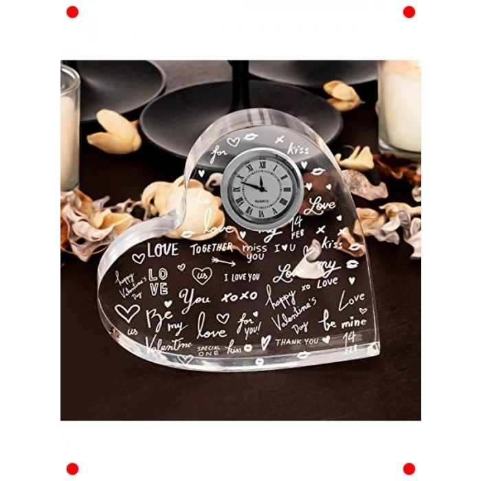 Aşk Temalı Akrilik Kalp Saat