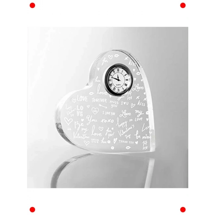 Aşk Temalı Akrilik Kalp Saat