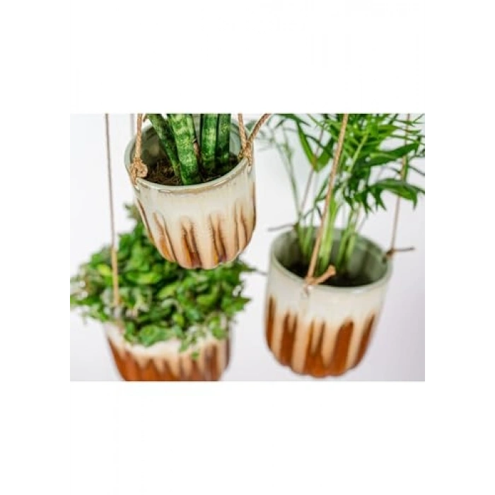 Askılı Serak Saksı Karamel 14 cm Çap, 13 cm Yükseklik