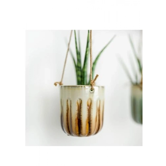 Askılı Serak Saksı Karamel 14 cm Çap, 13 cm Yükseklik