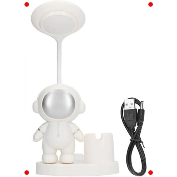 Astronot Masa Lambası Kalemlikli, Şarjlı Silikon