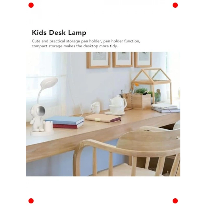 Astronot Masa Lambası Kalemlikli, Şarjlı Silikon