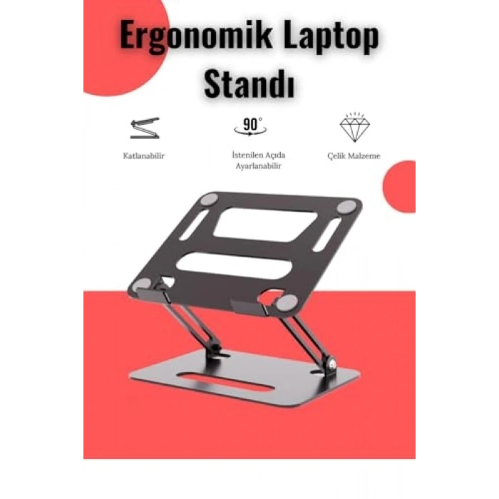 Ayarlanabilir Alüminyum Notebook Standı, Ergonomik Tasarım