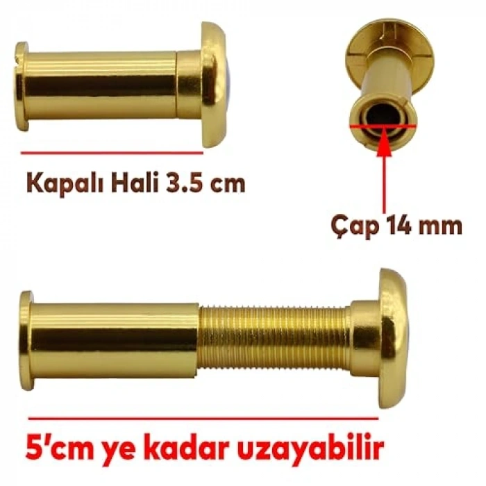 Ayarlanabilir Çaplı Çelik Kapı Dürbünü, 35-50 mm Boyutlarında